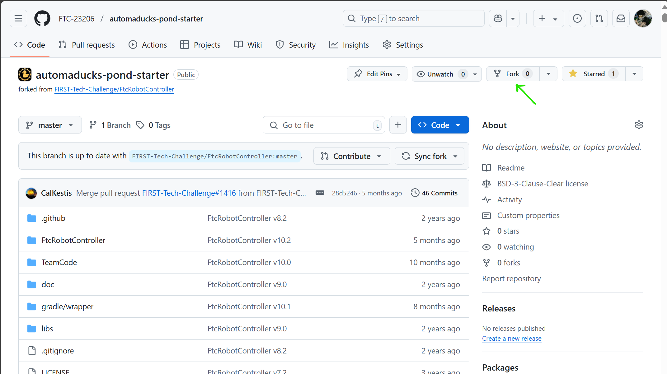 Shows github fork button